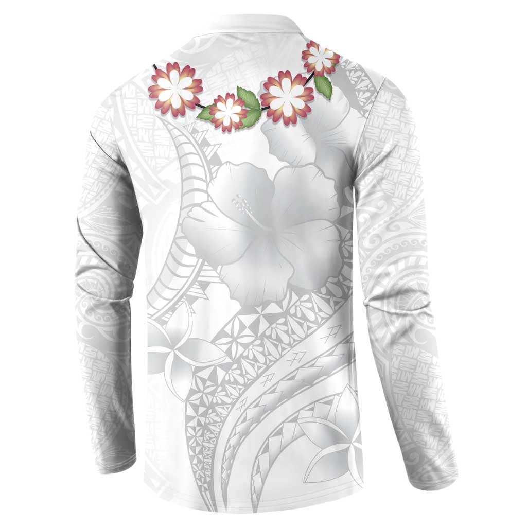 Manuia le Aso Sa o Tamaiti Tonga Button Sweatshirt White Sunday Heilala Lei LT9 - Polynesian Pride
