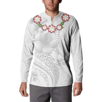 Manuia le Aso Sa o Tamaiti Tonga Button Sweatshirt White Sunday Heilala Lei LT9 - Polynesian Pride
