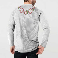 Manuia le Aso Sa o Tamaiti Tonga Button Sweatshirt White Sunday Heilala Lei LT9 - Polynesian Pride
