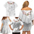 Manuia le Aso Sa o Tamaiti Tonga Family Matching Off Shoulder Short Dress and Hawaiian Shirt White Sunday Heilala Lei