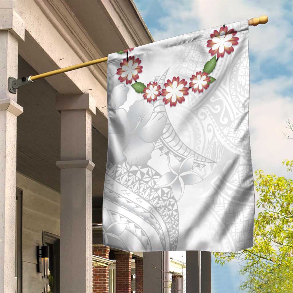 Manuia le Aso Sa o Tamaiti Tonga Garden Flag White Sunday Heilala Lei LT9 House Flag White - Polynesian Pride