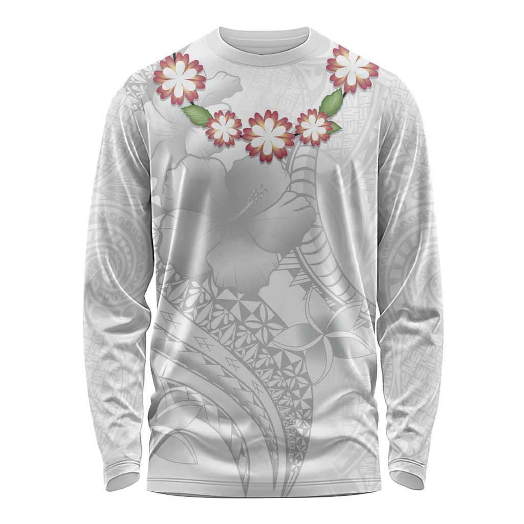 Manuia le Aso Sa o Tamaiti Tonga Long Sleeve Shirt White Sunday Heilala Lei LT9 Unisex White - Polynesian Pride