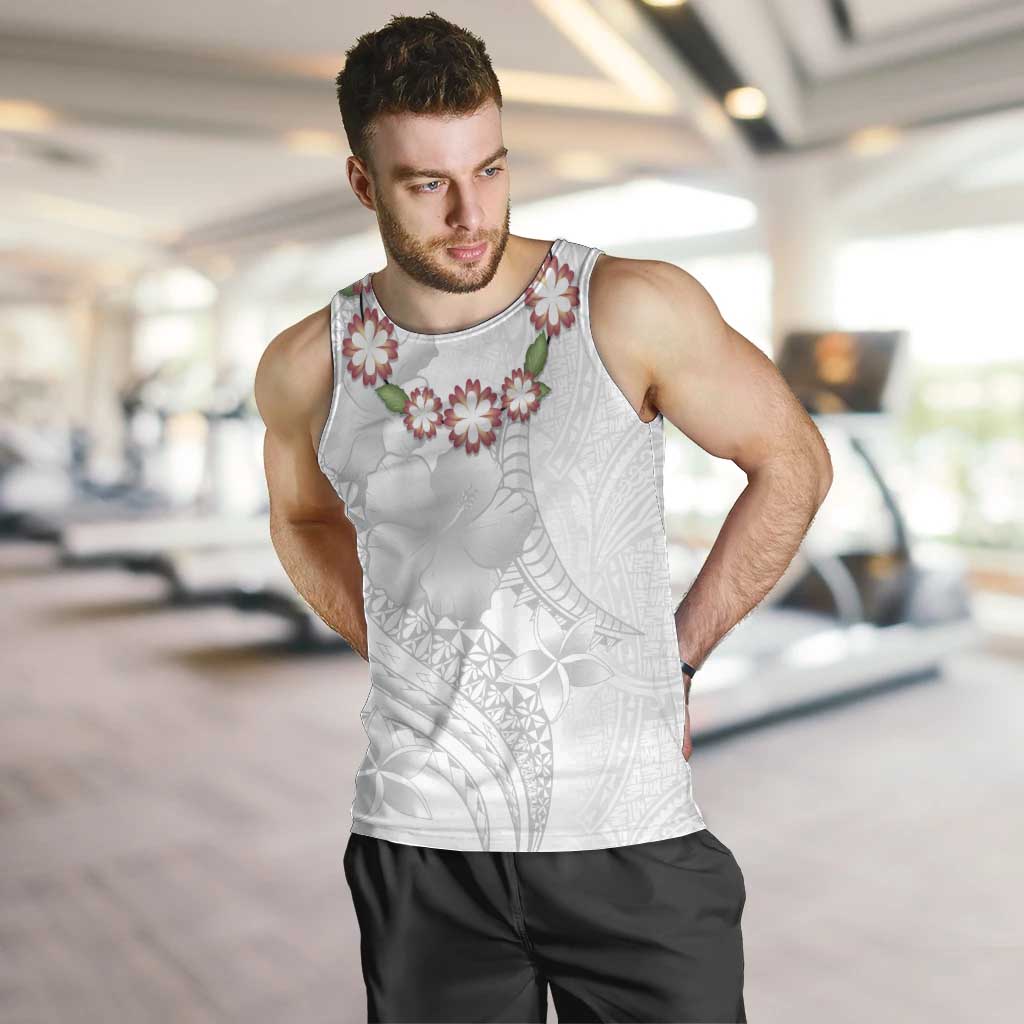 Manuia le Aso Sa o Tamaiti Tonga Men Tank Top White Sunday Heilala Lei LT9 White - Polynesian Pride