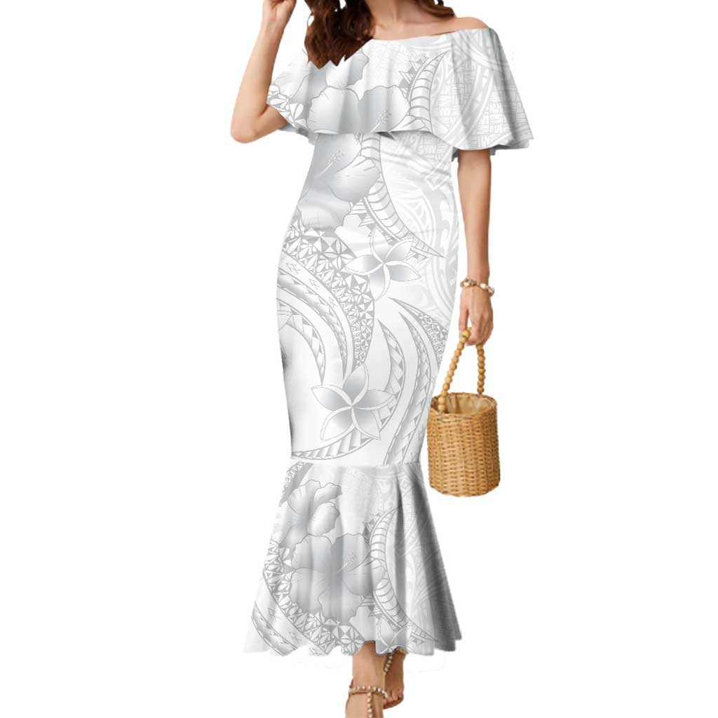 Manuia le Aso Sa o Tamaiti Tonga Mermaid Dress White Sunday Heilala Lei LT9 Women White - Polynesian Pride