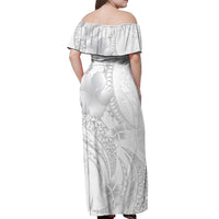 Manuia le Aso Sa o Tamaiti Tonga Off Shoulder Maxi Dress White Sunday Heilala Lei LT9 - Polynesian Pride