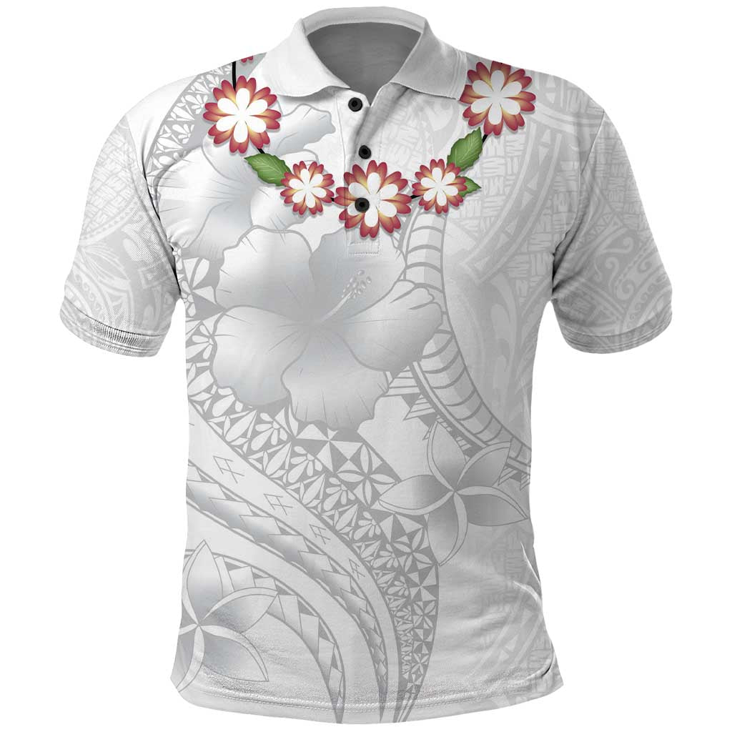 Manuia le Aso Sa o Tamaiti Tonga Polo Shirt White Sunday Heilala Lei LT9 White - Polynesian Pride