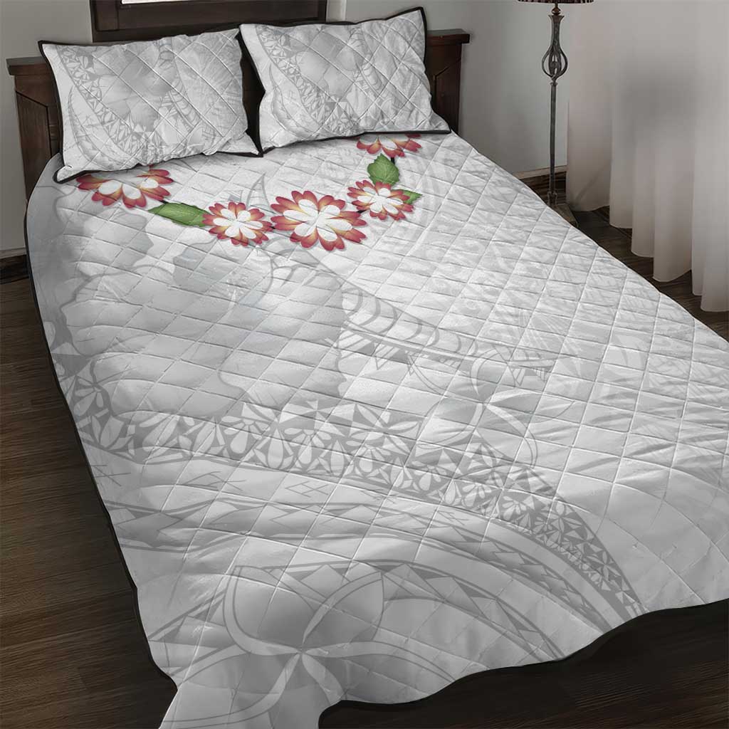 Manuia le Aso Sa o Tamaiti Tonga Quilt Bed Set White Sunday Heilala Lei LT9 White - Polynesian Pride