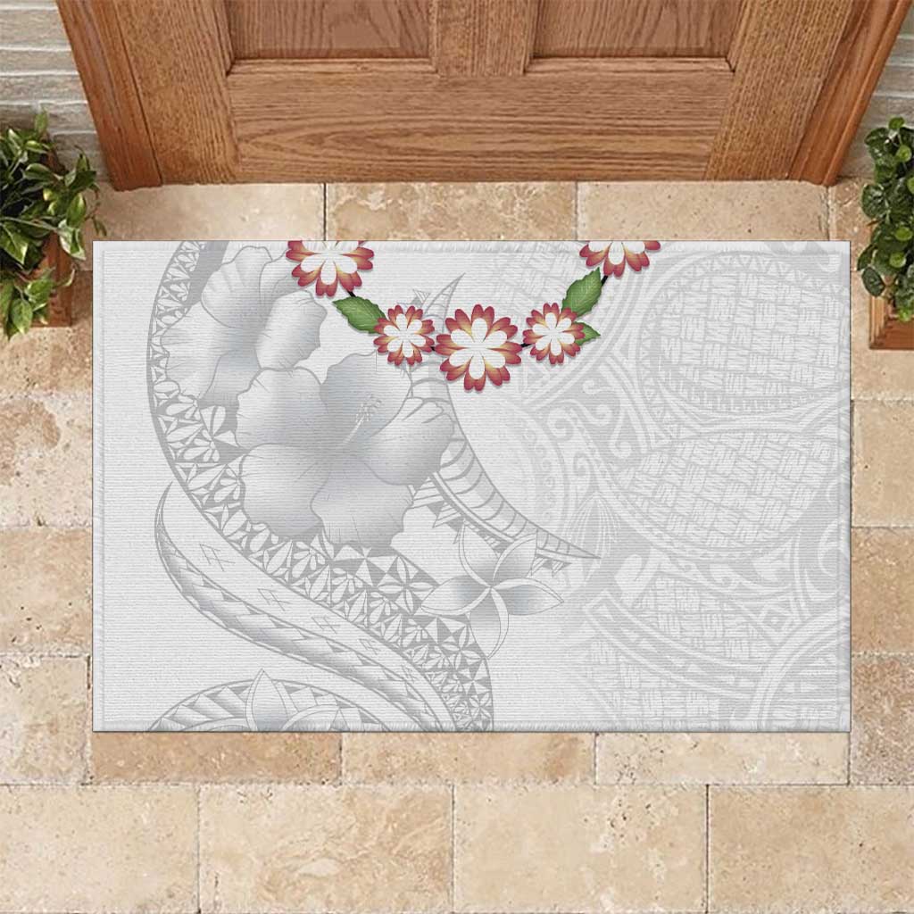 Manuia le Aso Sa o Tamaiti Tonga Rubber Doormat White Sunday Heilala Lei LT9 White - Polynesian Pride