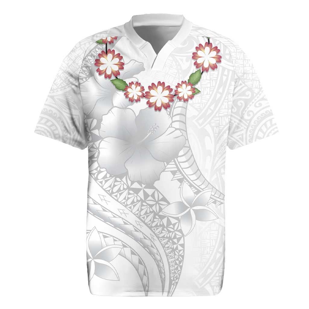 Manuia le Aso Sa o Tamaiti Tonga Rugby Jersey White Sunday Heilala Lei LT9 White - Polynesian Pride