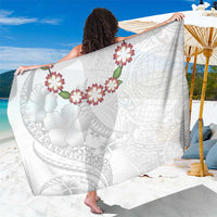 Manuia le Aso Sa o Tamaiti Tonga Sarong White Sunday Heilala Lei LT9 One Size 44 x 66 inches White - Polynesian Pride