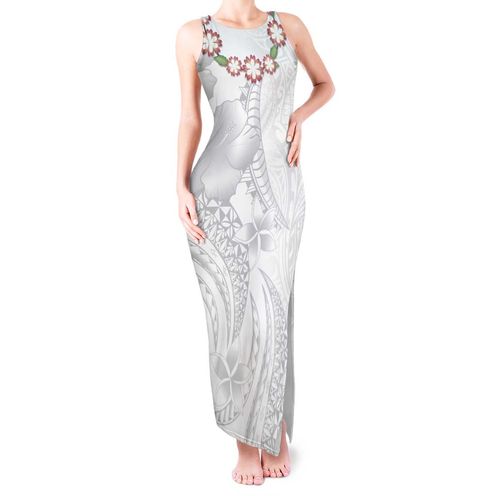 Manuia le Aso Sa o Tamaiti Tonga Tank Maxi Dress White Sunday Heilala Lei LT9 Women White - Polynesian Pride