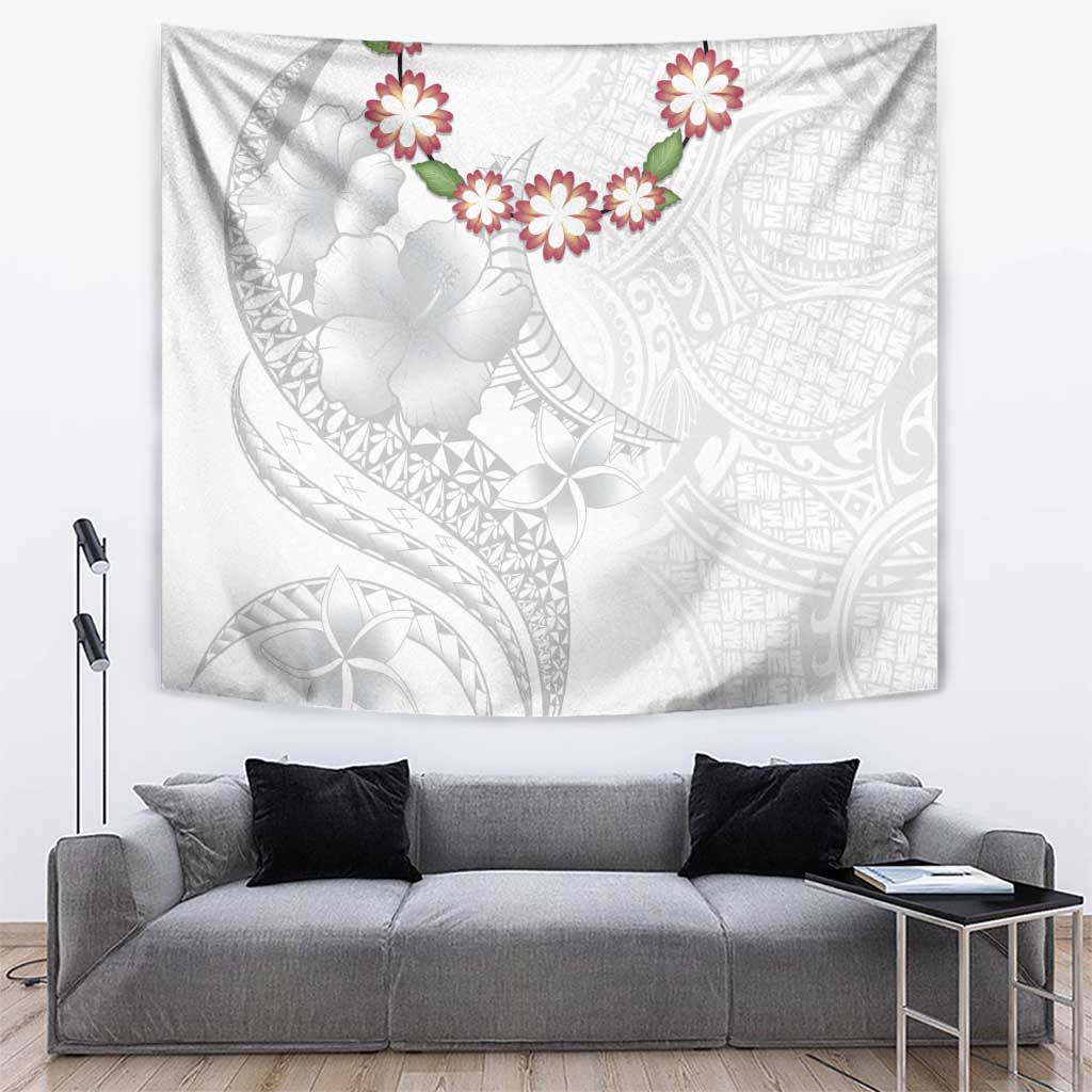 Manuia le Aso Sa o Tamaiti Tonga Tapestry White Sunday Heilala Lei LT9 White - Polynesian Pride