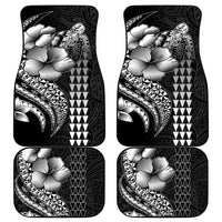 Hawaiian Sea Turtle Car Mats Black Hibiscus Flowers and Kakau Pattern LT9 - Polynesian Pride
