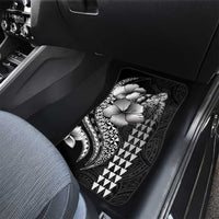 Hawaiian Sea Turtle Car Mats Black Hibiscus Flowers and Kakau Pattern LT9 - Polynesian Pride
