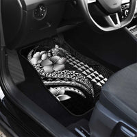 Hawaiian Sea Turtle Car Mats Black Hibiscus Flowers and Kakau Pattern LT9 - Polynesian Pride