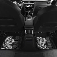 Hawaiian Sea Turtle Car Mats Black Hibiscus Flowers and Kakau Pattern LT9 Set 2pcs - Back Black - Polynesian Pride