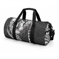 Hawaiian Sea Turtle Duffle Bag Black Hibiscus Flowers and Kakau Pattern LT9 - Polynesian Pride