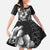 Hawaiian Sea Turtle Family Matching Short Sleeve Bodycon Dress and Hawaiian Shirt Black Hibiscus Flowers and Kakau Pattern