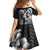 Hawaiian Sea Turtle Family Matching Short Sleeve Bodycon Dress and Hawaiian Shirt Black Hibiscus Flowers and Kakau Pattern