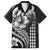 Hawaiian Sea Turtle Family Matching Short Sleeve Bodycon Dress and Hawaiian Shirt Black Hibiscus Flowers and Kakau Pattern