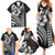 Hawaiian Sea Turtle Family Matching Summer Maxi Dress and Hawaiian Shirt Black Hibiscus Flowers and Kakau Pattern