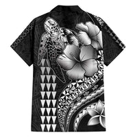 Hawaiian Sea Turtle Hawaiian Shirt Black Hibiscus Flowers and Kakau Pattern LT9 - Polynesian Pride