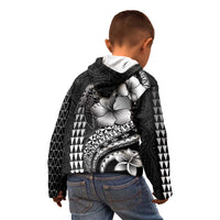 Hawaiian Sea Turtle Kid Hoodie Black Hibiscus Flowers and Kakau Pattern LT9 - Polynesian Pride