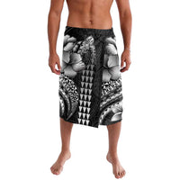 Hawaiian Sea Turtle Lavalava Black Hibiscus Flowers and Kakau Pattern LT9 Black - Polynesian Pride