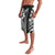 Hawaiian Sea Turtle Lavalava Black Hibiscus Flowers and Kakau Pattern