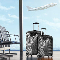 Hawaiian Sea Turtle Luggage Cover Black Hibiscus Flowers and Kakau Pattern LT9 - Polynesian Pride