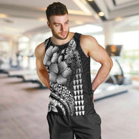 Hawaiian Sea Turtle Men Tank Top Black Hibiscus Flowers and Kakau Pattern LT9 Black - Polynesian Pride