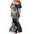 Hawaiian Sea Turtle Mermaid Dress Black Hibiscus Flowers and Kakau Pattern