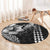 Hawaiian Sea Turtle Round Carpet Black Hibiscus Flowers and Kakau Pattern