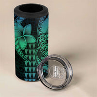 Hawaiian Sea Turtle 4 in 1 Can Cooler Tumbler Blue Hibiscus Flowers and Kakau Pattern LT9 - Polynesian Pride
