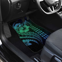 Hawaiian Sea Turtle Car Mats Blue Hibiscus Flowers and Kakau Pattern LT9 - Polynesian Pride