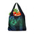 Hawaiian Sea Turtle Grocery Bag Blue Hibiscus Flowers and Kakau Pattern