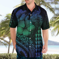 Hawaiian Sea Turtle Hawaiian Shirt Blue Hibiscus Flowers and Kakau Pattern LT9 - Polynesian Pride
