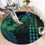 Hawaiian Sea Turtle Round Carpet Blue Hibiscus Flowers and Kakau Pattern