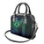 Hawaiian Sea Turtle Shoulder Handbag Blue Hibiscus Flowers and Kakau Pattern