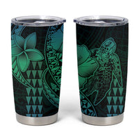 Hawaiian Sea Turtle Tumbler Cup Blue Hibiscus Flowers and Kakau Pattern LT9 Blue - Polynesian Pride