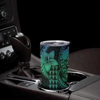Hawaiian Sea Turtle Tumbler Cup Blue Hibiscus Flowers and Kakau Pattern LT9 - Polynesian Pride