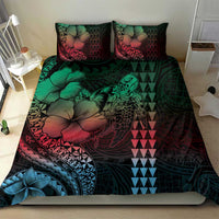 Hawaiian Sea Turtle Bedding Set Green Hibiscus Flowers and Kakau Pattern LT9 - Polynesian Pride