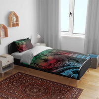 Hawaiian Sea Turtle Bedding Set Green Hibiscus Flowers and Kakau Pattern LT9 - Polynesian Pride