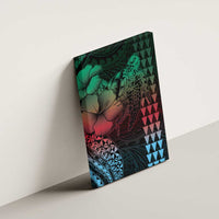 Hawaiian Sea Turtle Canvas Wall Art Green Hibiscus Flowers and Kakau Pattern LT9 - Polynesian Pride
