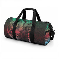 Hawaiian Sea Turtle Duffle Bag Green Hibiscus Flowers and Kakau Pattern LT9 - Polynesian Pride