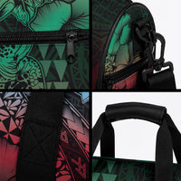 Hawaiian Sea Turtle Duffle Bag Green Hibiscus Flowers and Kakau Pattern LT9 - Polynesian Pride