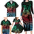 Hawaiian Sea Turtle Family Matching Long Sleeve Bodycon Dress and Hawaiian Shirt Green Hibiscus Flowers and Kakau Pattern