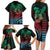 Hawaiian Sea Turtle Family Matching Long Sleeve Bodycon Dress and Hawaiian Shirt Green Hibiscus Flowers and Kakau Pattern