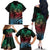 Hawaiian Sea Turtle Family Matching Off The Shoulder Long Sleeve Dress and Hawaiian Shirt Green Hibiscus Flowers and Kakau Pattern