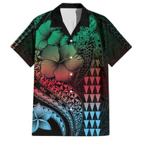 Hawaiian Sea Turtle Hawaiian Shirt Green Hibiscus Flowers and Kakau Pattern LT9 Green - Polynesian Pride